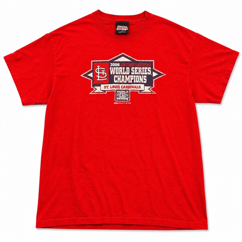 St Louis Cardinals 2006 World Series Champions‎ T Shirt Mens XL MLB Red Stitches